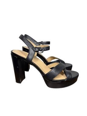 Naturalizer Black Platform Block 4.5" Heel Sandals